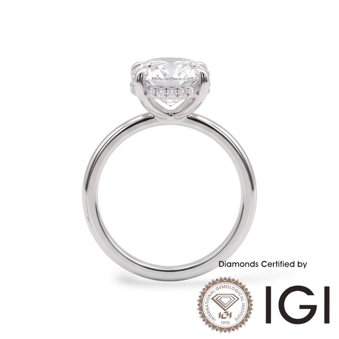 【在庫あり】MadisonDia 特別セール 2.7ct オーバルカット ラボグロウン ダイヤモンドリング D, VVS2, 2EX, IGI認定, 9K