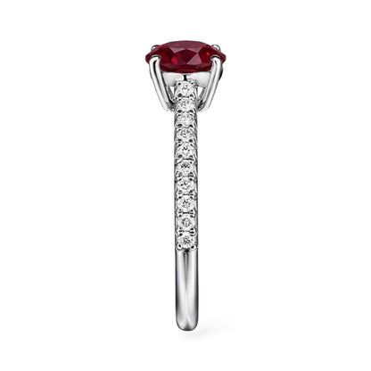 AMI004 Sidestone Lab-Grown Ruby Ring (Pigeon's Blood)