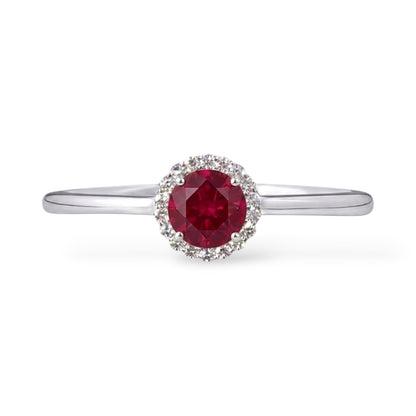 Anello Halo AMI025 con Rubino Lab-Grown (Pigeon's Blood)