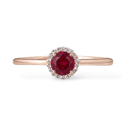 Anello Halo AMI025 con Rubino Lab-Grown (Pigeon's Blood)