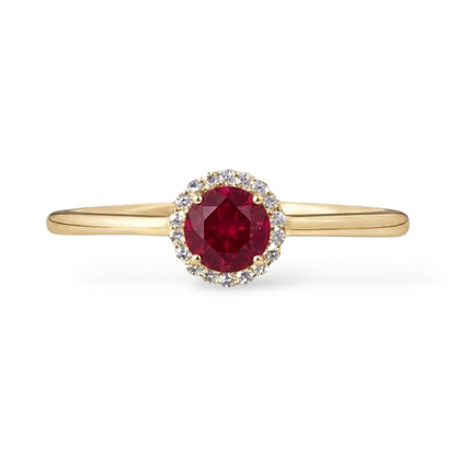 Anello Halo AMI025 con Rubino Lab-Grown (Pigeon's Blood)