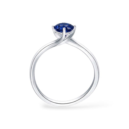 AMI044B Solitaire Lab-Grown Blue Sapphire Ring