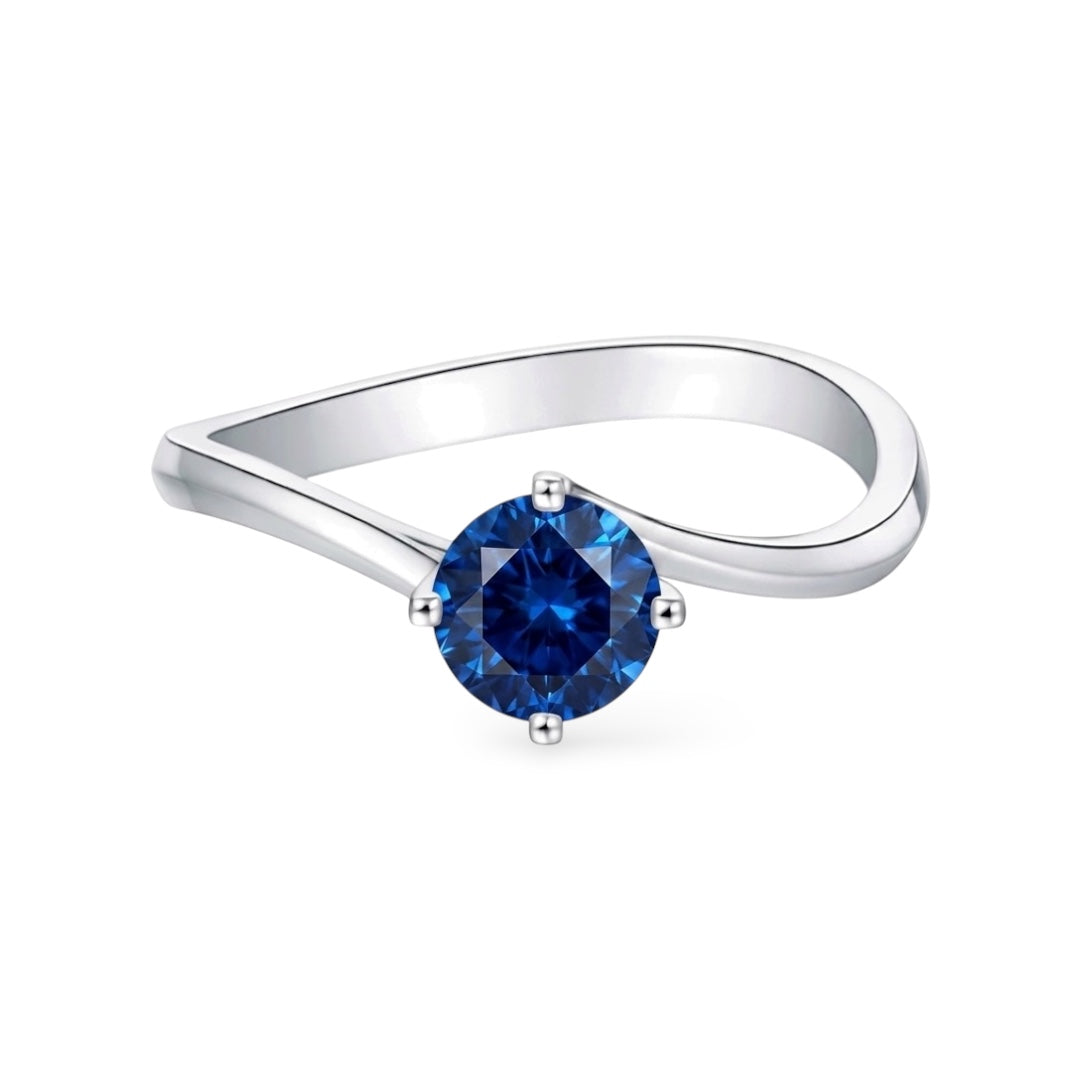 AMI044B Solitaire Lab-Grown Blue Sapphire Ring
