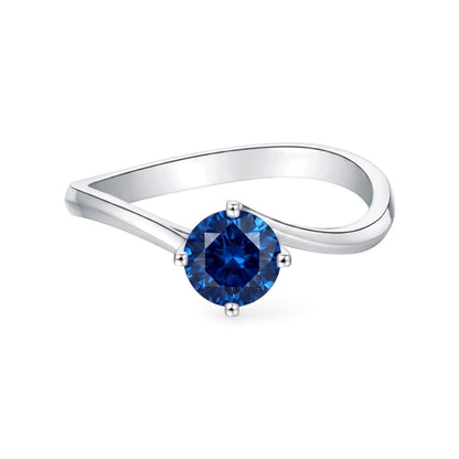 AMI044B Solitaire Lab-Grown Blue Sapphire Ring