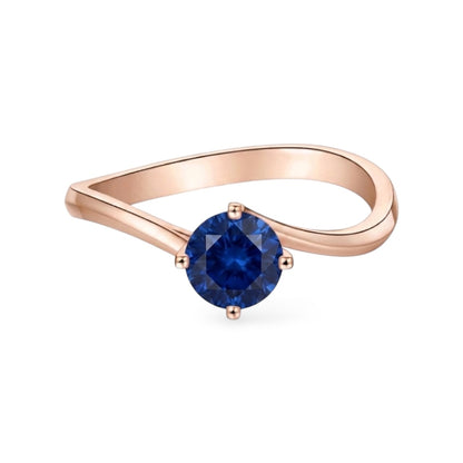 AMI044B Solitaire Lab-Grown Blue Sapphire Ring