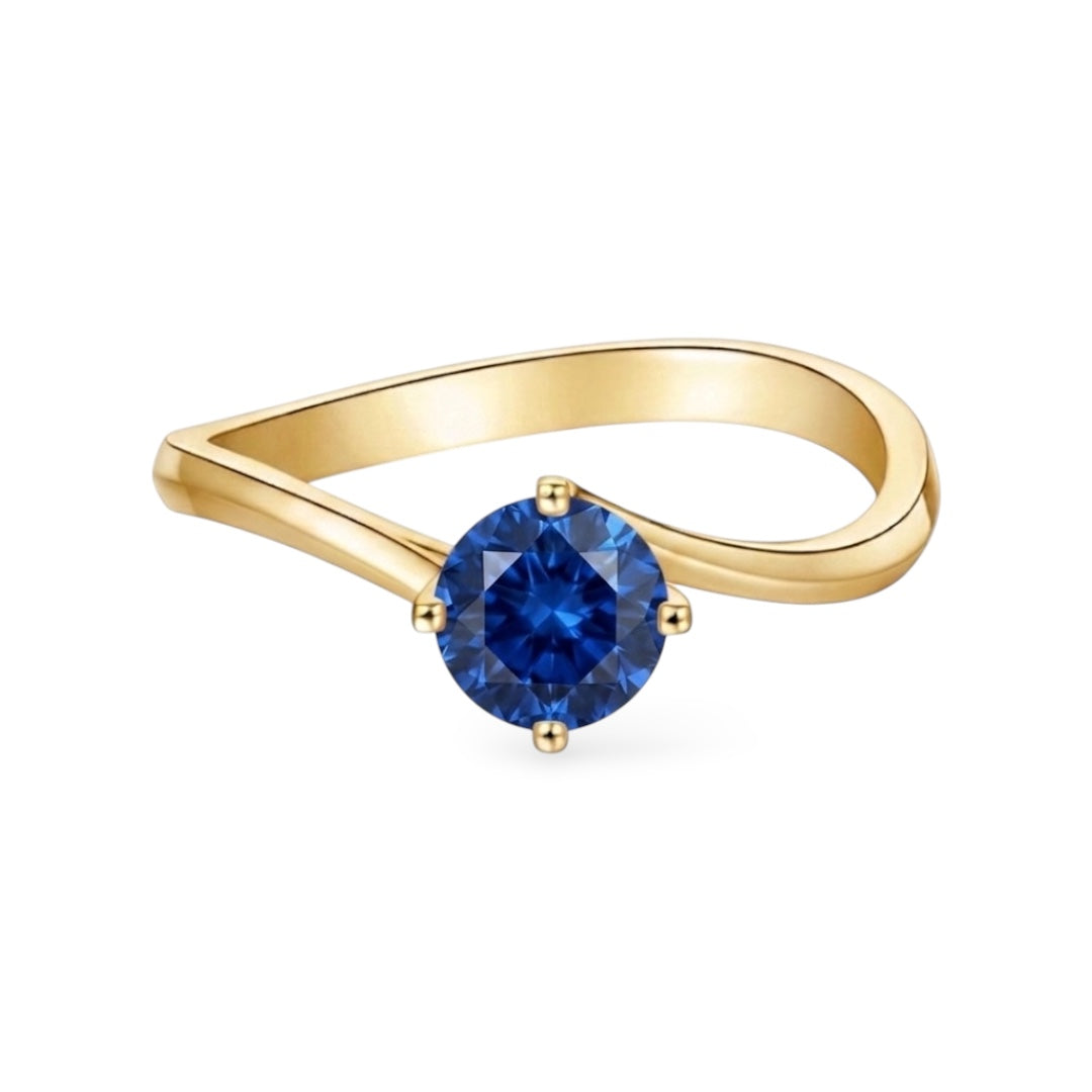 AMI044B Solitaire Lab-Grown Blue Sapphire Ring