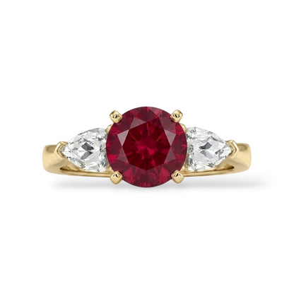 Anello AMI078 Sidestone con Rubino Lab-Grown (Pigeon's Blood)