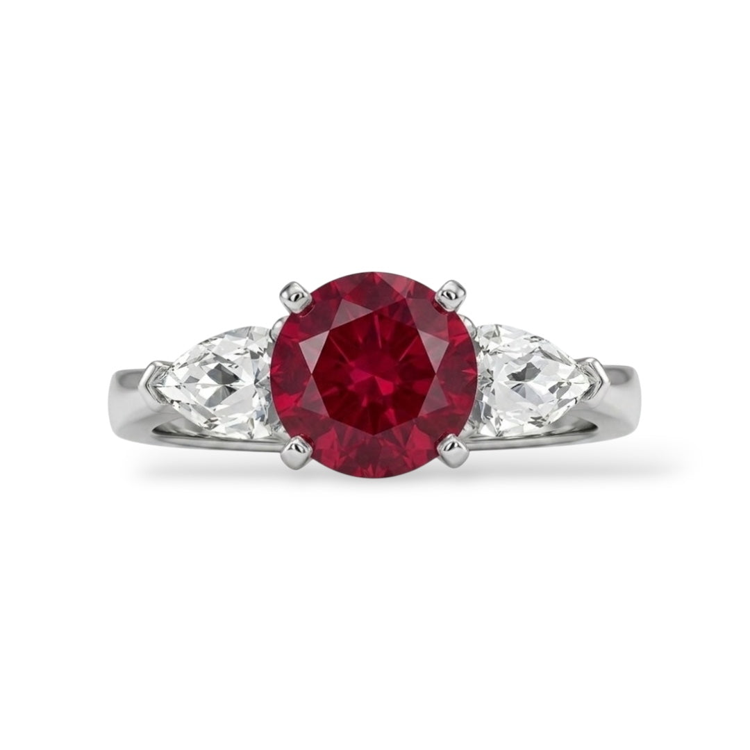 Anello AMI078 Sidestone con Rubino Lab-Grown (Pigeon's Blood)