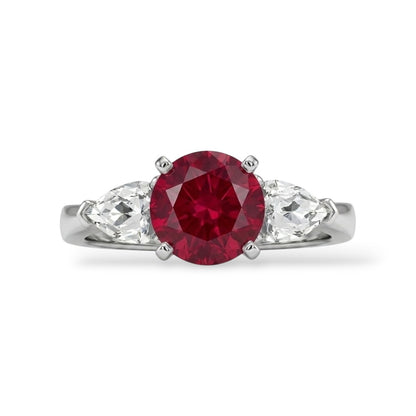 Anello AMI078 Sidestone con Rubino Lab-Grown (Pigeon's Blood)