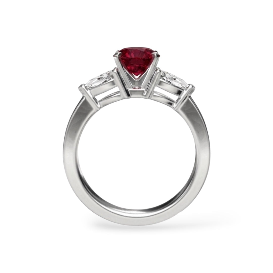 Anello AMI078 Sidestone con Rubino Lab-Grown (Pigeon's Blood)