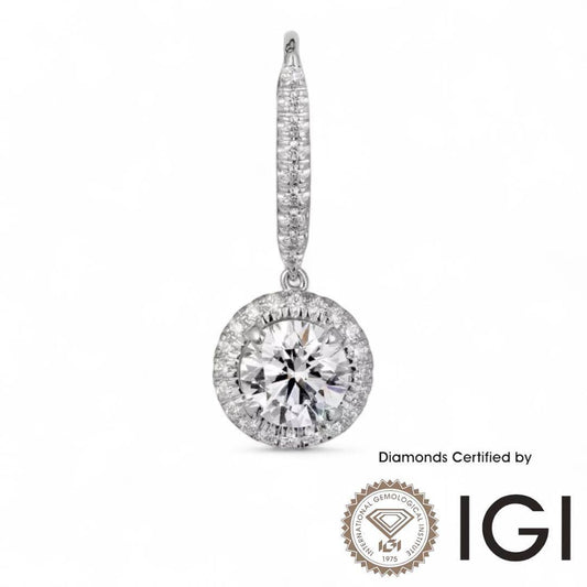 ASH043 Round Lab Grown Diamond Earring In 18K D VVS1 VVS2 3EX IGI Cert - Madison Avenue Diamond