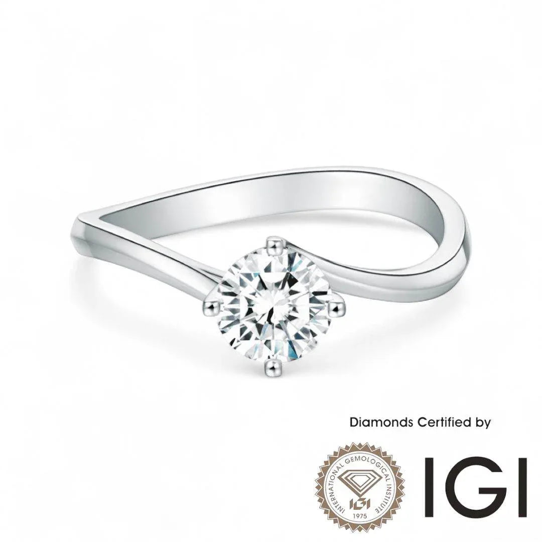 ASH044 Solitaire . Lab-Grown Diamond . Ring, D, VVS1, VVS2, 3EX, IGI Certified - Madison Avenue Diamond