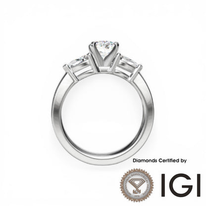 ASH096 Oval Cut Lab Grown Diamond Sidestone Ring 9K D VVS1 VVS2 2EX IGI Certified