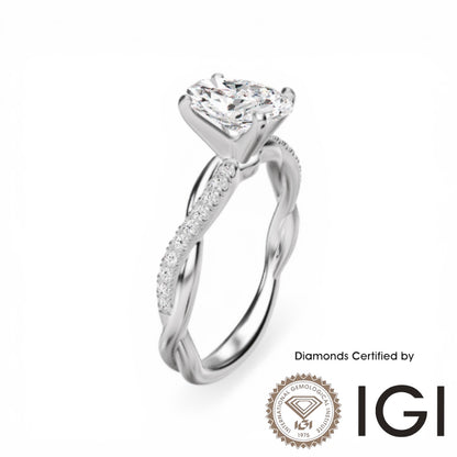 ASH097 Oval Cut Lab Grown Diamond Sidestone Ring 9K D VVS1 VVS2 2EX IGI Certified