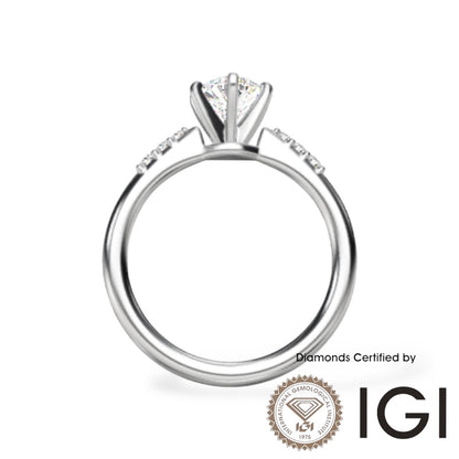 ASH098 Oval Cut Lab Grown Diamond Sidestone Ring 9K D VVS1 VVS2 2EX IGI Certified