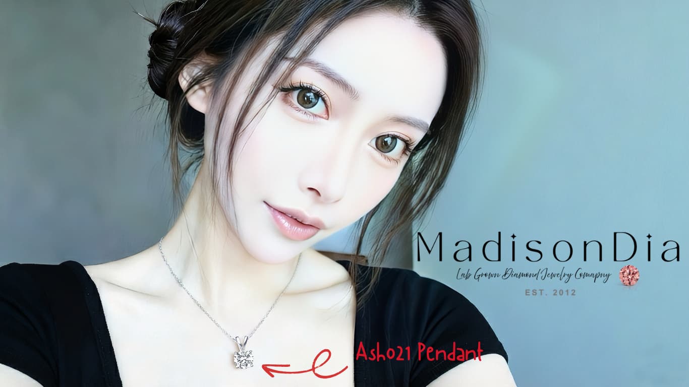 Madisondia lab grown diamond pendant on Japanese KOL Rena Asuka