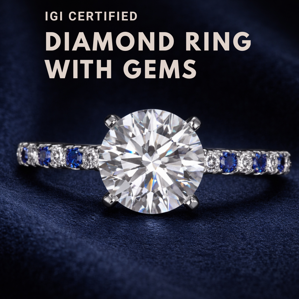 MadisonDia Special Sale 2ct E, VVS2, 3EX, IGI certified, 9K Sidestone Lab-Grown Diamond Ring