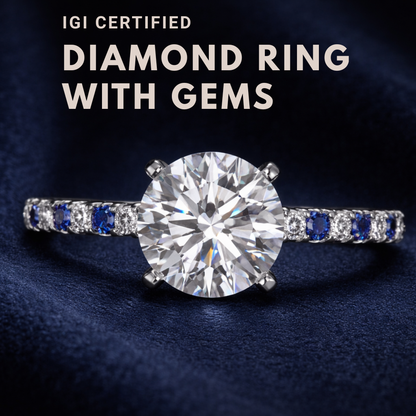 MadisonDia Special Sale 2ct E, VVS2, 3EX, IGI certified, 9K Sidestone Lab-Grown Diamond Ring