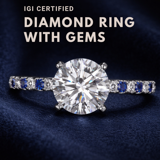 MadisonDia Special Sale 2ct E, VVS2, 3EX, IGI certified, 9K Sidestone Lab-Grown Diamond Ring