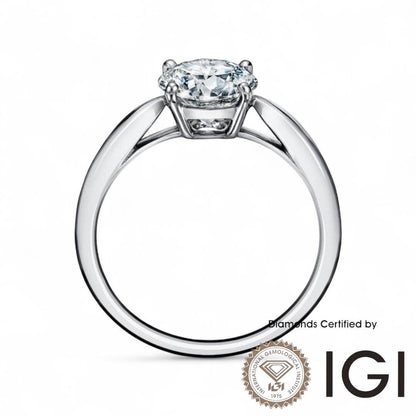 ASH014 Solitaire Lab Grown Diamond Ring D VVS1 VVS2 3EX IGI Certified - Madison Avenue Diamond