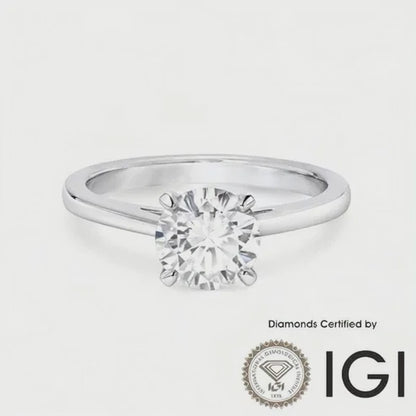 ASH018 Solitaire Lab Grown Diamond Ring D VVS1 VVS2 3EX IGI Certified