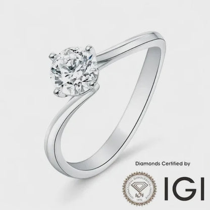 ASH044 Solitaire Lab Grown Diamond Ring D VVS1 VVS2 3EX IGI Certified