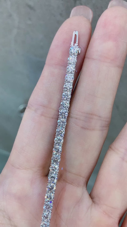ASH092 0.2ct (3.7mm) 密釘鑲嵌培育鑽石網球手鏈 D-F VS-VVS 