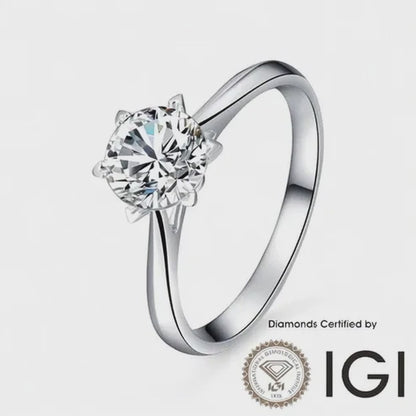 ASH019 Solitaire Lab Grown Diamond Ring D VVS1 VVS2 3EX IGI Certified