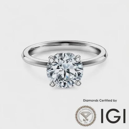 ASH016 Solitaire Lab Grown Diamond Ring D VVS1 VVS2 3EX IGI Certified