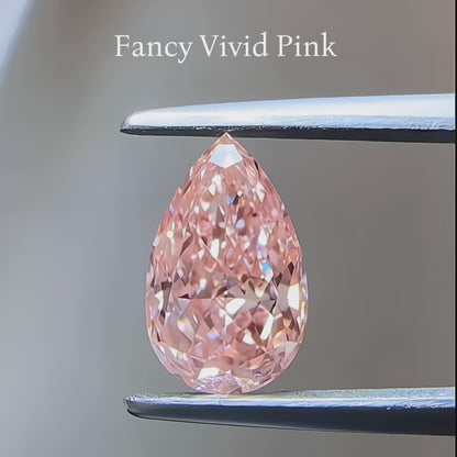 1〜3.5ct ファンシーインテンス / ビビッドピンク ペアシェイプ 人工ダイヤモンド VS1 VS2 EX/EX IGI認定