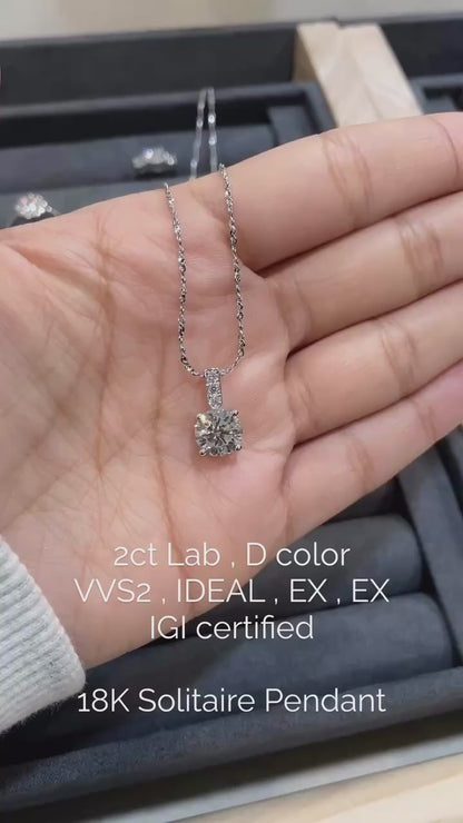 ASH032 จี้เพชรเม็ดเดี่ยว เพชรแล็บ D VVS1 VVS2 3EX IGI รับรอง