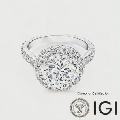 ASH020 Halo Lab Grown Diamond Ring D VVS1 VVS2 3EX IGI Certified