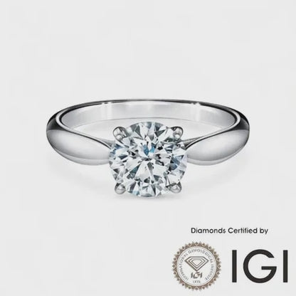 ASH014 Solitaire Lab Grown Diamond Ring D VVS1 VVS2 3EX IGI Certified
