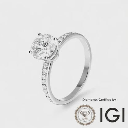 ASH010 Sidestone Lab Grown Diamond Ring D VVS1 VVS2 3EX IGI Certified