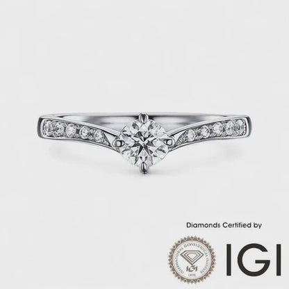 ASH028 Sidestone Lab Grown Diamond Ring D VVS1 VVS2 3EX IGI Certified