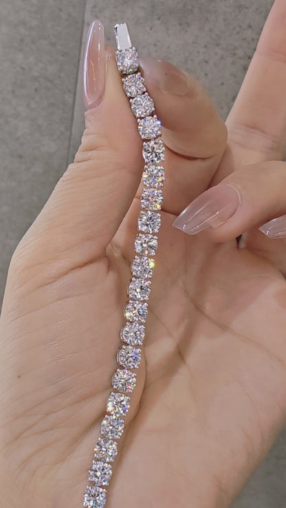 ASH094 0.5ct (5mm) 密釘鑲嵌培育鑽石網球手鏈 D-F VS-VVS 