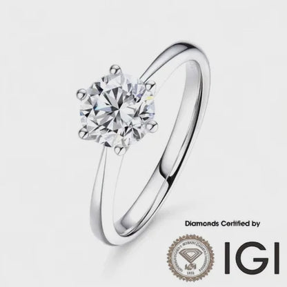 ASH015 Solitaire Lab Grown Diamond Ring D VVS1 VVS2 3EX IGI Certified