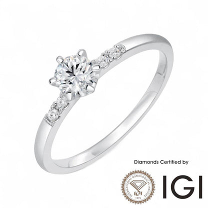 ASH046 Sidestone Lab Grown Diamond Ring D VVS1 VVS2 3EX IGI Certified - Madison Avenue Diamond