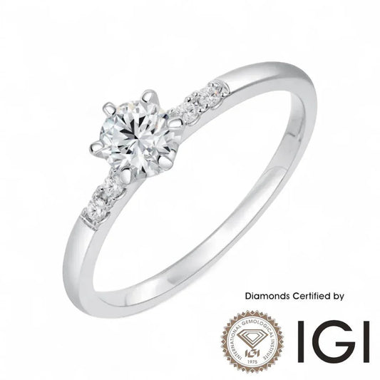 ASH046 Sidestone Lab Grown Diamond Ring D VVS1 VVS2 3EX IGI Certified - Madison Avenue Diamond