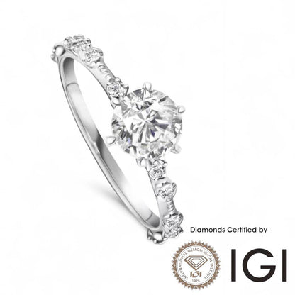 ASH048 Sidestone Lab Grown Diamond Ring D VVS1 VVS2 3EX IGI Certified - Madison Avenue Diamond