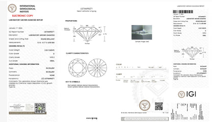 In Stock – 2ct MadisonDia Signature Sidestone Ring D, VVS2, ID EX EX, IGI certified, 9K Lab-Grown Diamond Ring
