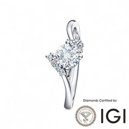 ASH030 Sidestone Lab Grown Diamond Ring D VVS1 VVS2 3EX IGI Certified - Madison Avenue Diamond