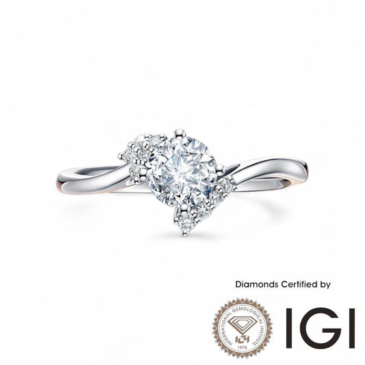 ASH030 Sidestone Lab Grown Diamond Ring D VVS1 VVS2 3EX IGI Certified - Madison Avenue Diamond